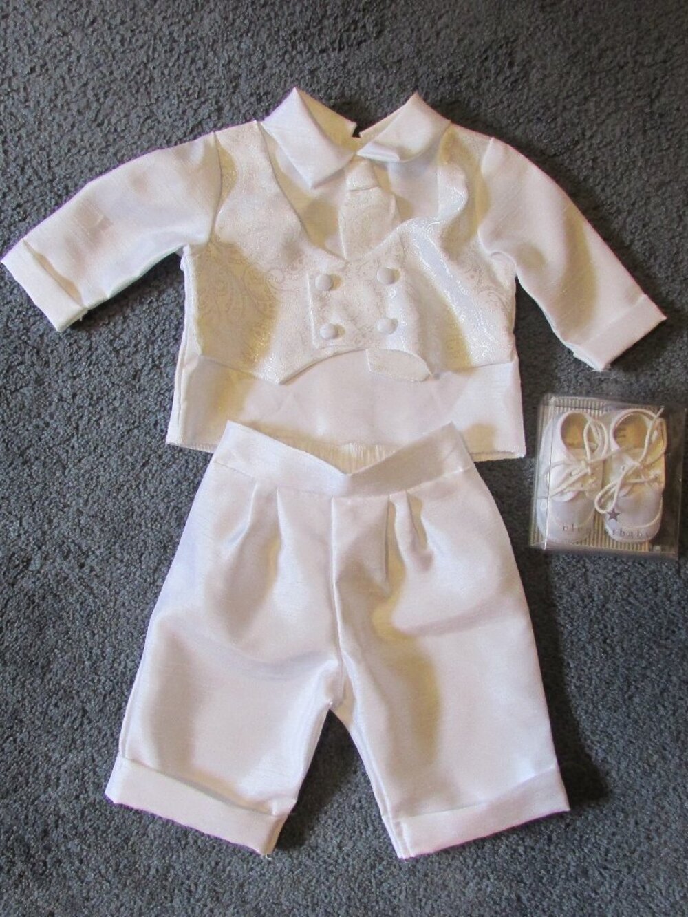 Boys Newborn 0/3 Mo Baptism Christening Vest Shirt/Pants Outfit & Shoes